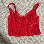 Victoria's Secret NWT  Dream Angels Unlined Red Lace-Up Corset Top- Size Small Photo 3