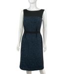 Tory Burch Sleeveless Tweed mohair Sheath Dress Black Boat Neck Professional Photo 1
