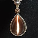 Source Unknown Thrilling Tigers Eye Amber Crystal Accent Teardrop Silver Tone 18" Chic Necklace Photo 1