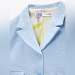 ZARA TWEED WEAVE TEXTURED BLAZER WITH BUTTON DETAILS BABY BLUE SIZE XS NEW Photo 11