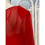 Vintage 1980s Red Beaded Floral Chiffon Gown Donzia Drop Waist Glam Dynasty Size 14P Photo 8