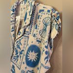 Calypso St. Barth Blue & White Button Up Collared Blouse Tyed Size M Photo 4