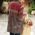 Soft Surroundings Open Wool Zigzag & Floral Jacket Sz XL Photo 1