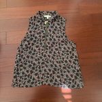 Michael Kors Black Floral Zip-Front Blouse Photo 4
