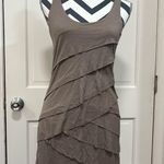 NY & Co Sleeveless Tank Dress Cocktail Club Wear Tiered Ruffle Asymmetrical Sexy Tan Size XS Photo 0