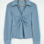 ZARA  Sparked Ruched Button Front Cutout Long Sleeve Top Size Small Photo 0