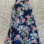 Blue velvet floral sleeveless shift dress Blue Photo 0