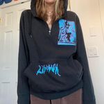 Life Sux Black Quarter Zip Printed Hoodie Photo 0