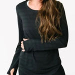 Zyia  Active Black Subtle Striped Long Sleeve Activewear Top Women’s 2XL Plus Photo 0