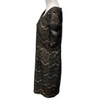 Liz Claiborne  Formal Dress Sz 14‎ Black Lace W/ Nude Short Sleeve Knee Length Photo 2
