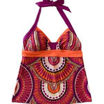 prAna  Purple & Orange Aztec Tribal Print Tankini‎ Top Size Small Photo 0