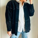 Vintage Suede Jacket/Coat Black Rhinestones Deadstock Y2K/90s Era Rocker Chic Photo 10