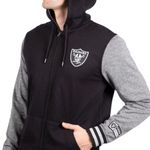NFL Men's Full Zip Soft Fleece Hoodie Letterman‎ Varsity Jacket Size XL Black Photo 0