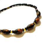 Black wood and flower beaded necklace Photo 5