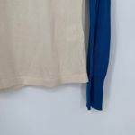 EQUIPMENT FEMME Silk Baseball Style Long Sleeve Sweater Top XS Cream Blue Photo 3