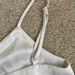Aritzia Wilfred Cream White Satin Crop Tank Top Adjustable Front Scrunch Tie XS Photo 3