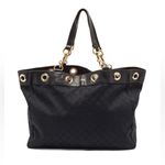 Gucci Positano Large Leather and Canvas GG Tote Black/Gold EUC Photo 0