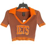 NWT Urban Outfitters iets frans… Brown/Orange Short Sleeve V Photo 0