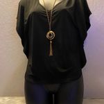 julie's closet 🆕 Julie’s Closet Black Blouse with Accent Necklace Photo 2