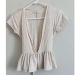 Urban Outfitters  Cream Deep V Neck Top Size medium Photo 0