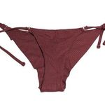 Aerie Bikini Bottom Cheeky String Ties Textured Burgundy XS Photo 0