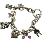 Princess Charm Bracelet Silver Pink Crystal castle Chair heart princess Photo 0