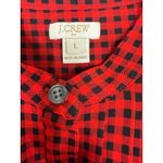 J.Crew Popover Check Gingham Long Sleeve Mock Neck Button Shirt L Red Black Photo 6