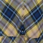 EXPRESS Yellow & Blue Plaid V-Neck Button Peplum Top Small Photo 1