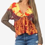 Free People  Aloha State of Mind Patchwork V-neck Cropped Top Size S Photo 0