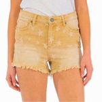 Kut From The Kloth NEW Jane High Rise Star Print Jean Shorts Tan 00 Embroidered Photo 0