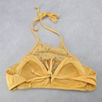H&M  Yellow Lace Crochet Eyelet Halter Tie Padded Bikini Bralette Swim Top 6 Photo 1