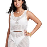 Wild Fable  XXS Openwork Tank Top sleeveless cropped ivory lace beach coverup Photo 0