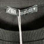 ZARA NWT  Shirt Dress Womens S Black Ribbed Mini Side Tie Bodycon Minimalist Photo 6