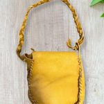 8” Leather Drum Pouch Hand Bag/Medicine Pouch with Button Closure Braided Strap Tan Photo 2