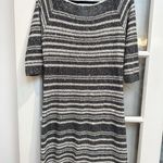 Amina Rubinacci Textured Sequin Grey Linen Blend Knit Sweater Dress Size Medium Gray Photo 4