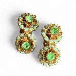 Vintage Lot Emerald Greens Gold Tone Earrings Photo 3