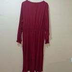 Croft & Barrow Women’s New  Red Midi Dress Long Sleeve Smocked Waist An… Photo 5