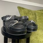 Aerosoles  Shoes Women’s 9.5 Chance Black Leather Slide Platform Sandal Photo 10