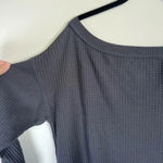 American Eagle  Womens Waffle Knit Tunic Top Gray Long Sleeve Oversized Sz Medium Photo 3