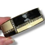 Boutique Womens Bangle Cuff Bracelet Fashion Jewelry Jeweled Black Cream Gold Photo 2