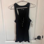 Aerie  Ribbed Tank Top Button Front Racerback Sleeveless Black Medium NWT‎ Photo 1
