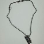 Christian Dior Silver Tone Dog Tag Ball Chain Pendant Necklace Photo 1