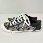 Coach Women’s Lace Up Sneaker Shoes Size 7.5 B Black Gray Signature Print Photo 3