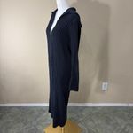 525 America Black Collar Ribbed Long Duster Sweater Cardigan Sz M Grunge Goth Photo 2