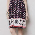 Anthropologie Sailboat Anchor Halter Dress Navy Red White Smocked Back Size 4 Photo 0