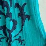 Miss Sixty  Teal and Navy Blue Silk Gown Maxi Floral Dress, Size 4 Photo 9