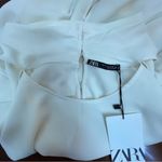 ZARA Scarf Collar Long Sleeve Blouse in a Cream Color The Cuffs have 3 Button Photo 6