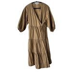 Sweet Baby Jamie Wrap Midi Dress Tiered Casual Flowy Khaki Size M Tan Size M Photo 1