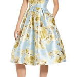 Eliza J 🆕 Jacquard Brocade Floral Midi Flare Dress Photo 0