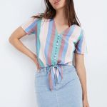 Madewell  Novel Tie-Front Button Top in Flagstaff Stripe S Photo 0